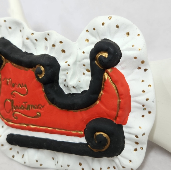 Vintage Painted Ceramic Bisque To and From Christmas Tag Tree Ornament - Picture 6 of 11